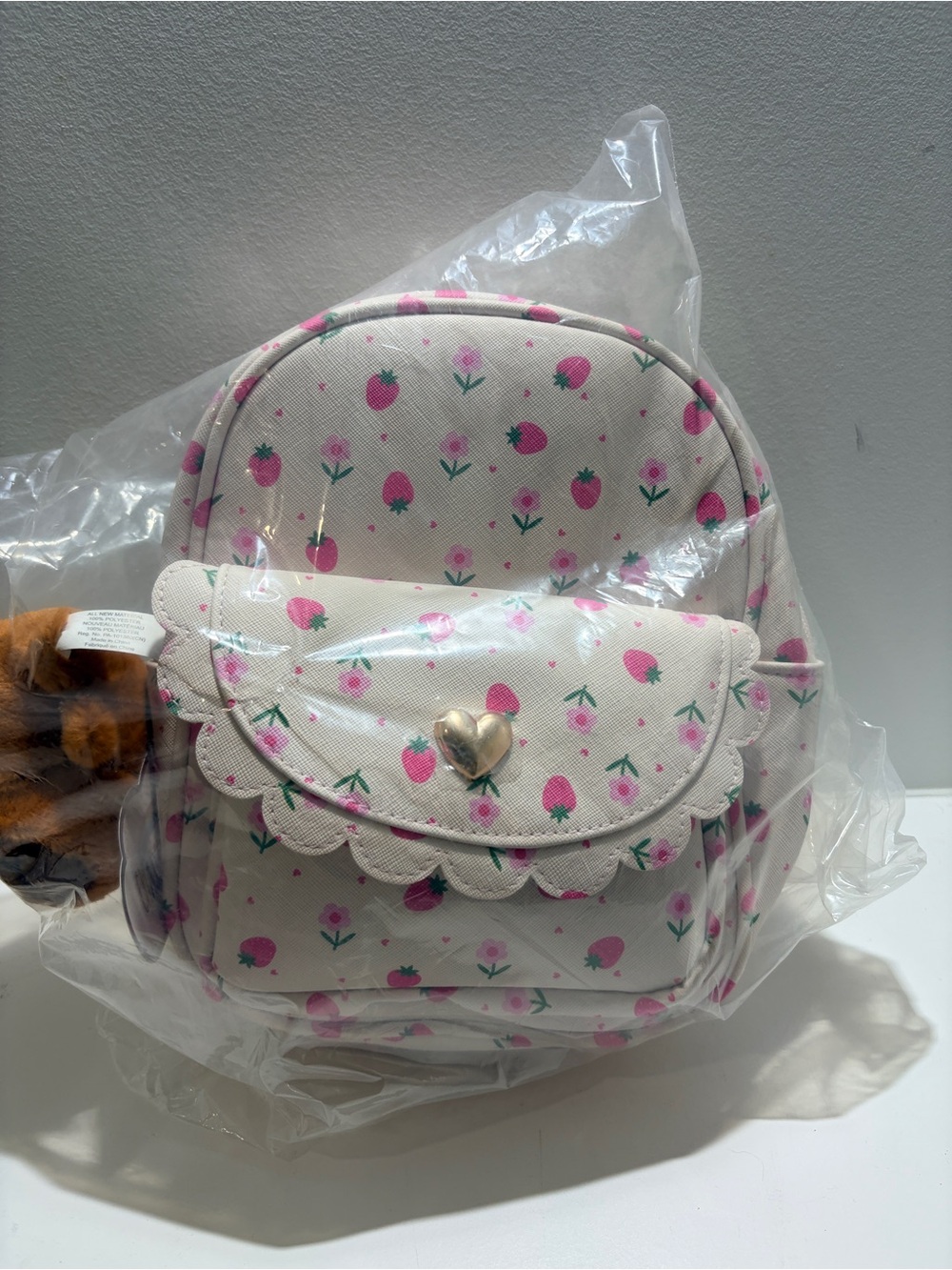 JUSTICE Strawberry Mini Backpack Pink Floral Cute Kids Girls NWT